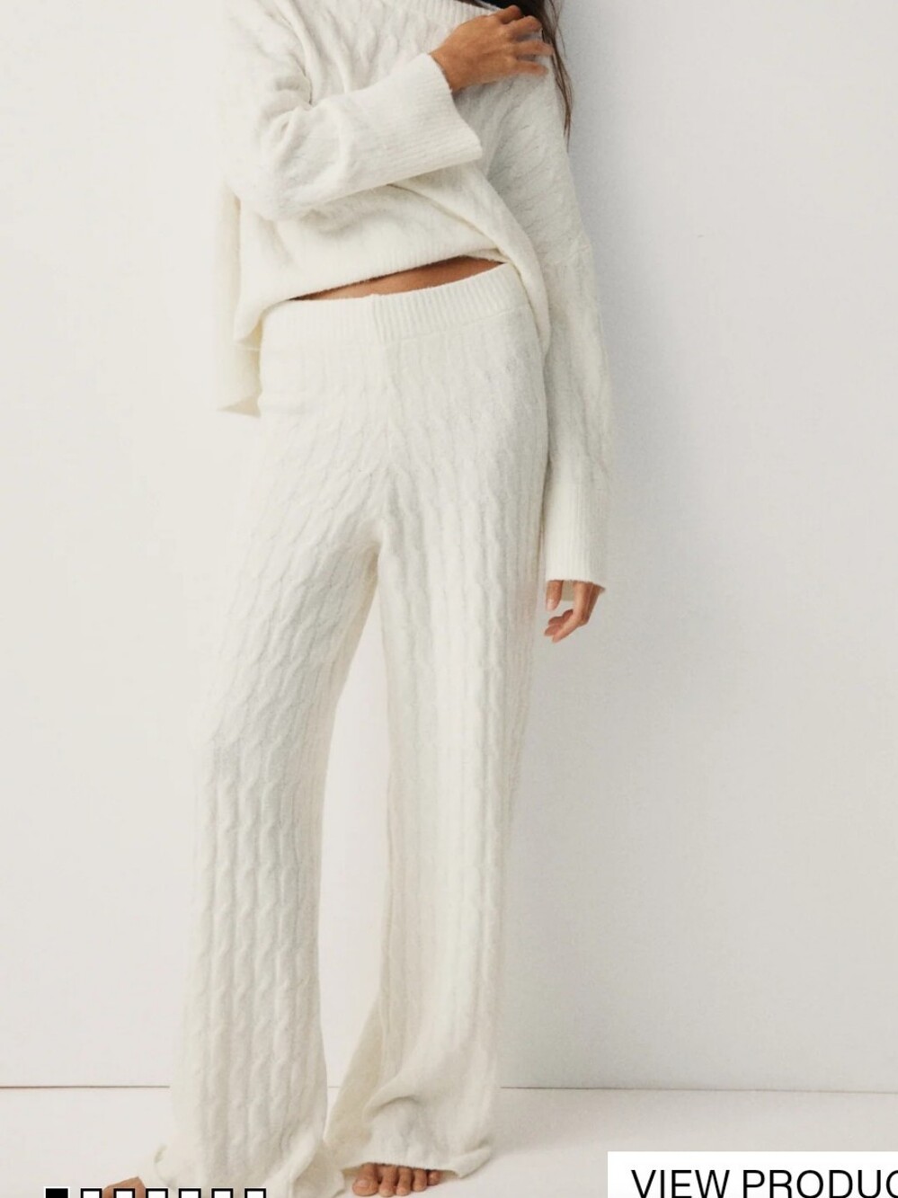 Shona Joy Cream Cable Knit Wide-Leg Pant